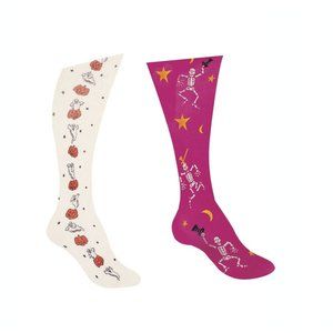 2 Pack Halloween Tights Dancing Skeleton & Pumpkin/Ghosts Size Large